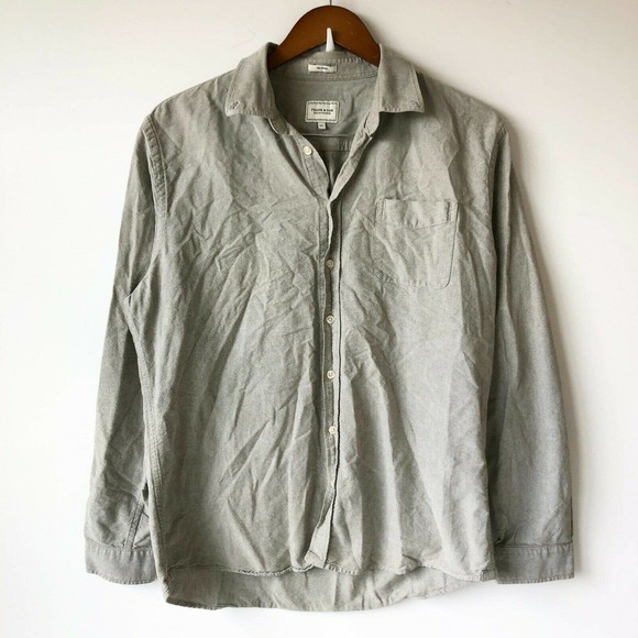 Frank & Oak Shirt Mens XLarge The Jasper Gray Button Up Long Sleeve Pockets - Picture 1 of 11